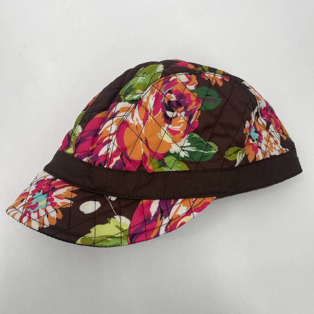 VERA BRADLEY Hat Cap English Rose Newgirl Cozy Fleece Lining Brown Casual Fall - Picture 13 of 14